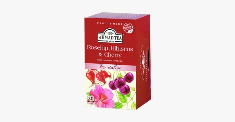 Rosehip, Hibiscus & Cherry 20ct Box - Ahmad Tea Rosehip Hibiscus & Cherry, transparent png download