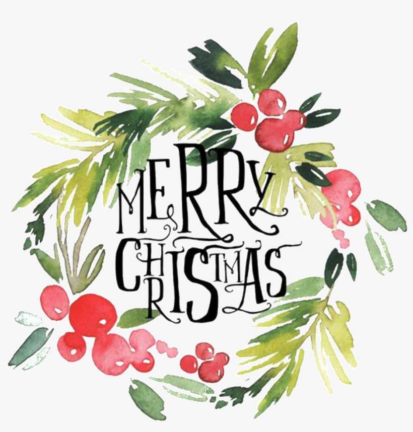 Southeast Asian Style Hand Drawn Garland Decorative - Merry Christmas Watercolor Wreath, transparent png download