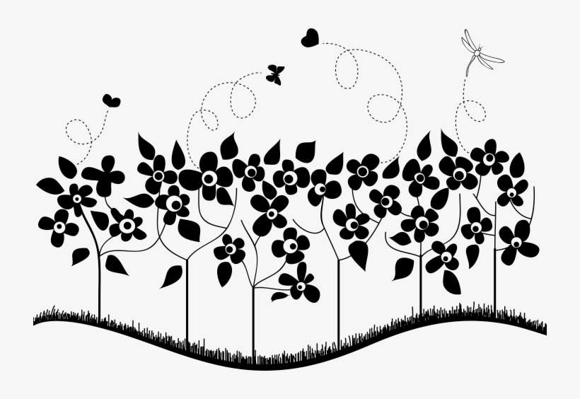 Monochrome Summer Flowers Wall Sticker - Sticker, transparent png download