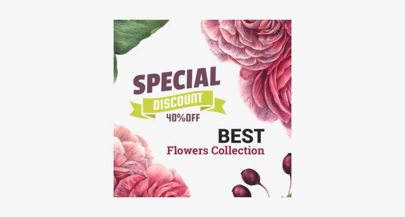Special Discount With Best Flowers Collection Background, - Rosa Watercolor-blumen-elegante Hochzeit Danken Karte, transparent png download