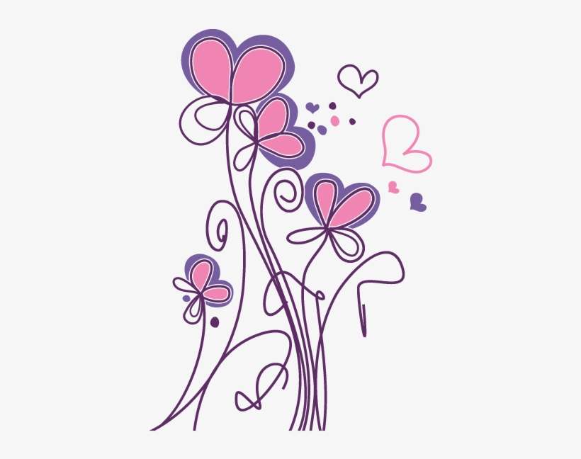 Flores Con Corazones Vinilo, transparent png download