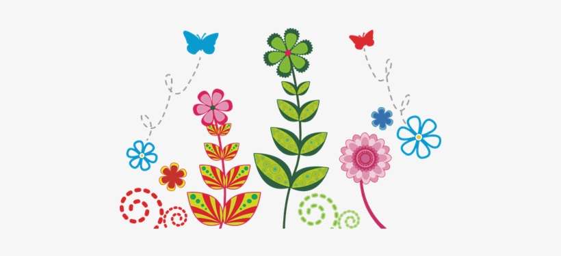 Vinilo Floral En Verde Y Rosa Con Dos Mariposas - 蝶 と 花 イラスト, transparent png download