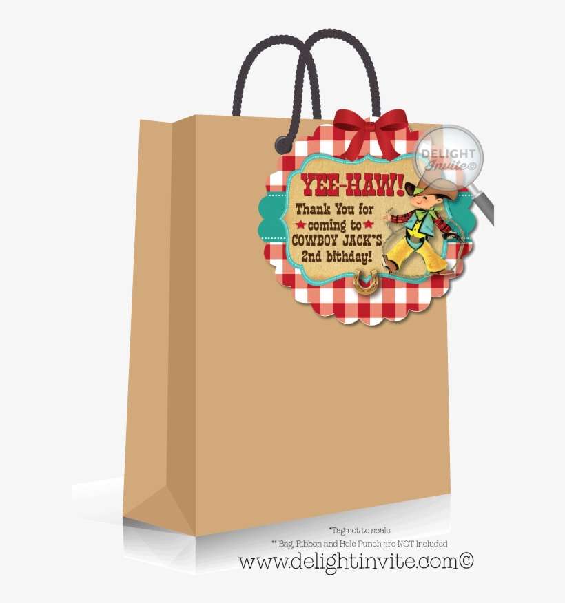 1950's Vintage Cowboy Favor Tag - 40th Birthday Black Thank You Tag, transparent png download