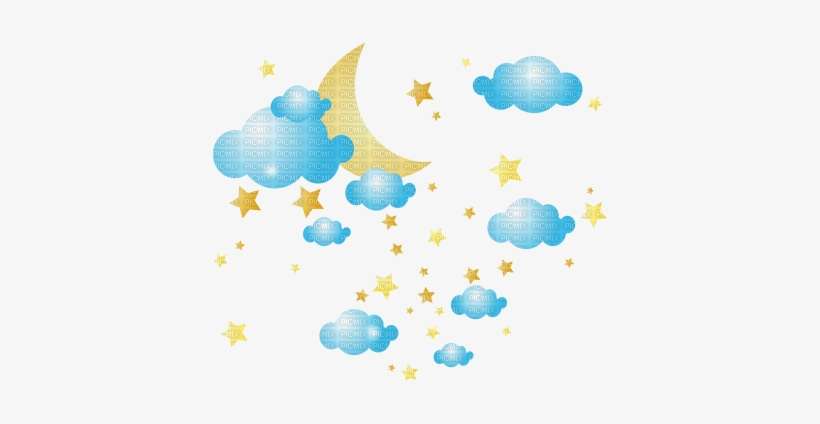 Clouds Stars Moon - Moon And Stars Png, transparent png download