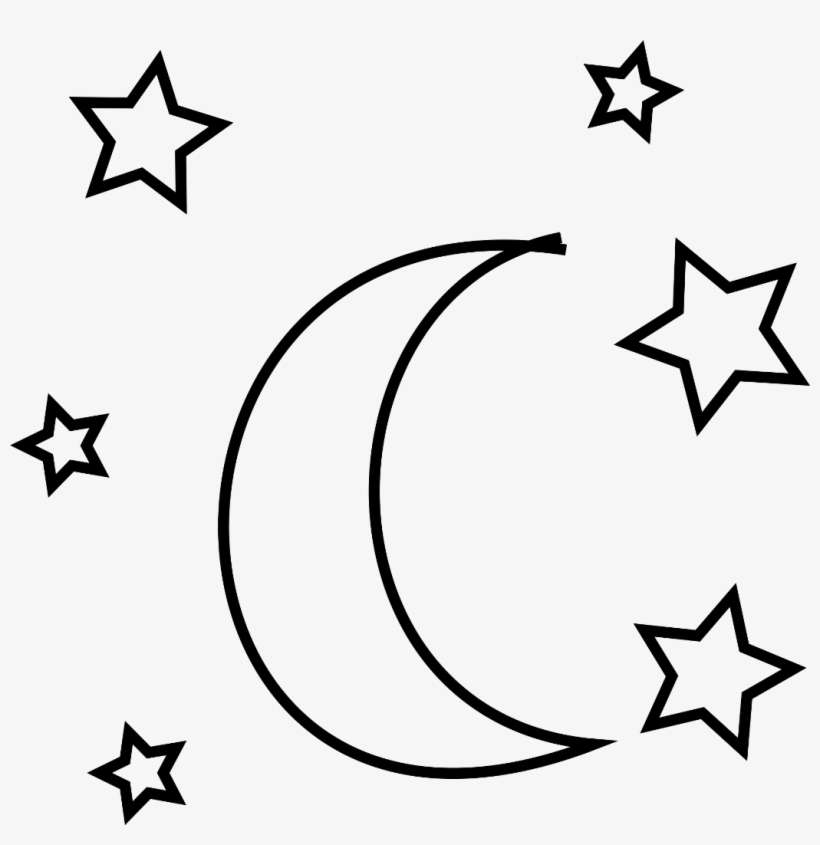 Ftestickers Moon Blackandwhite - Stars Doodle Png, transparent png download