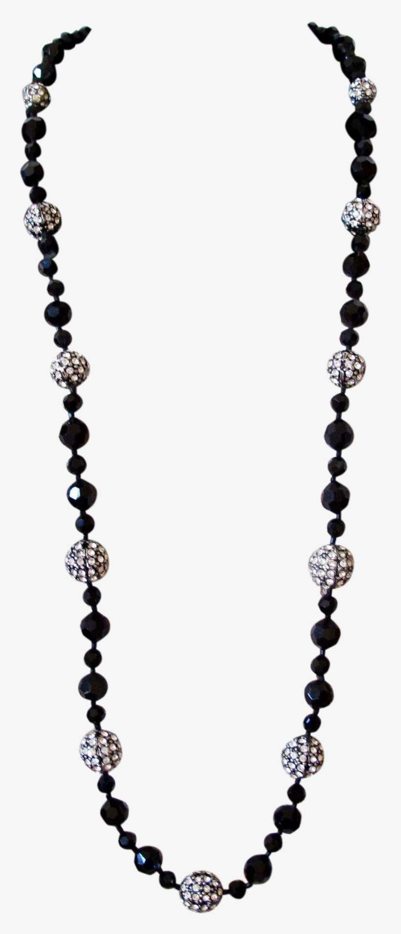 Vendome Black Bead And Rhinestone Ball Opera Necklace - Tahitian Pearl, transparent png download