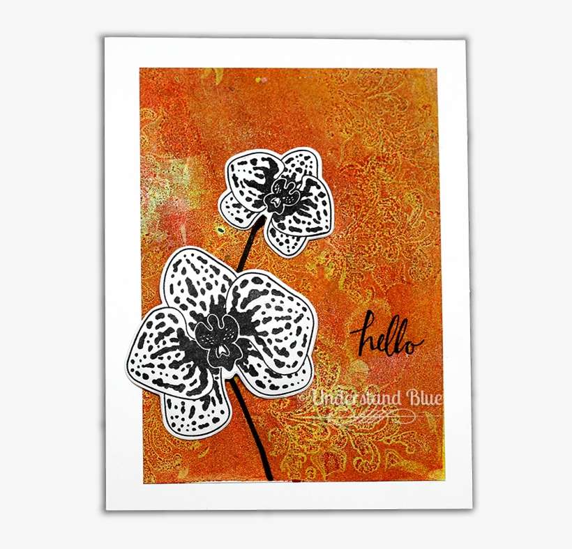 Climbing Orchid Card With Ink Layered Background By - Drawing, transparent png download