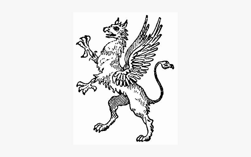 Amazing Black Outline Griffin Standing On Hindquarters - Griffin Medieval Times, transparent png download