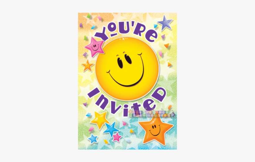 Happy Birthday 'stars And Smiles' Invitations W/ Envelopes - Unique Smiley Stars Party Invitations., transparent png download