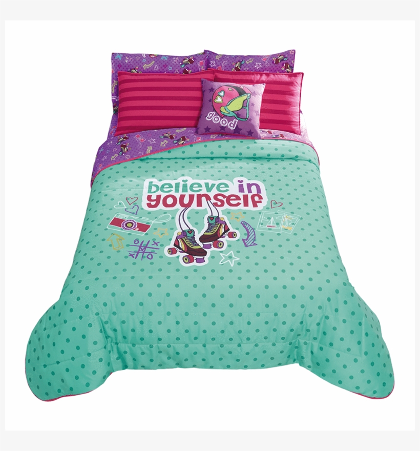 Girl Bedding Set "roller Skates" Reversible Guarantee* - Sport Skates Cute Girls Reversible Comforter Set, transparent png download