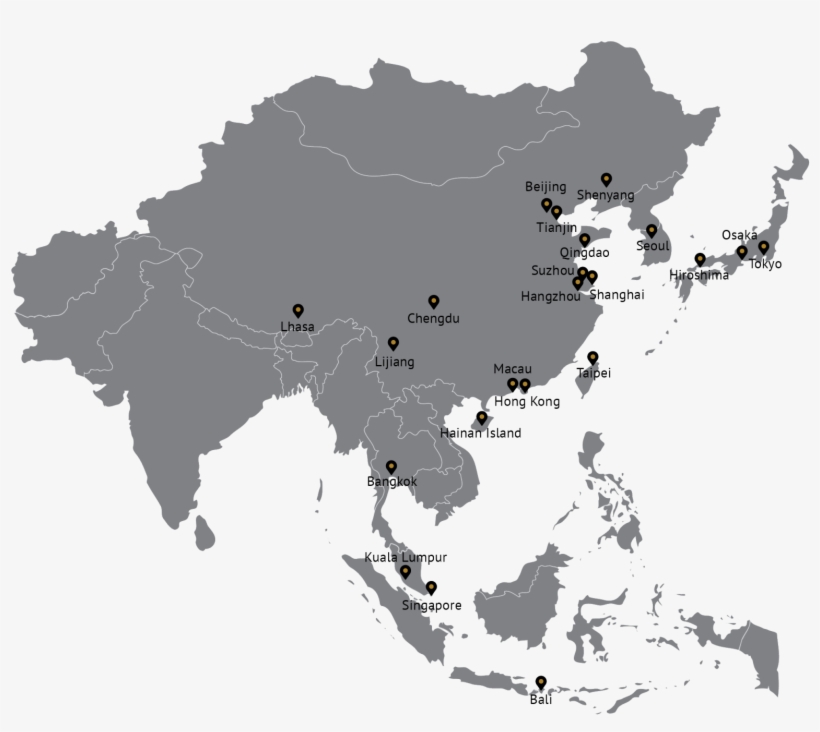 10 Defining Trends In Asian Travel & Tourism - Asia Pacific Gray Map, transparent png download