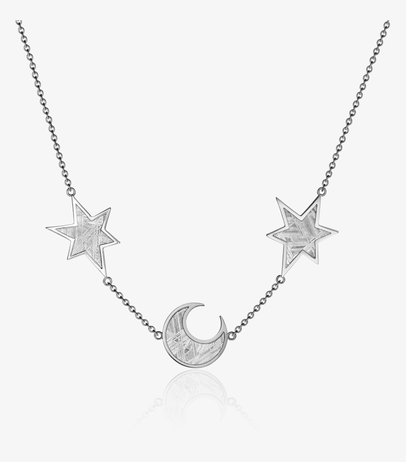 Meteorite Stars And Moon Necklace In Silver - Necklace, transparent png download