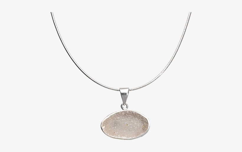 Oval White Druzy Sterling Silver Necklace - Locket, transparent png download