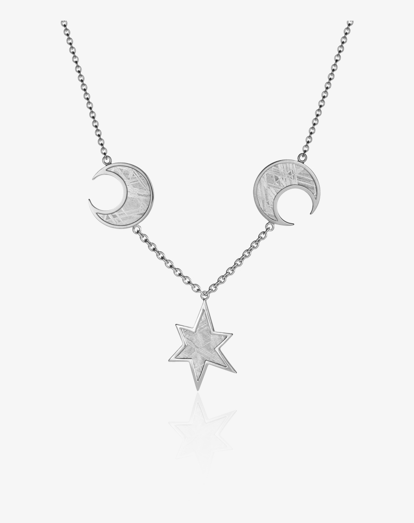 Meteorite Falling Star With Two Moons Necklace In Silver - Chain, transparent png download