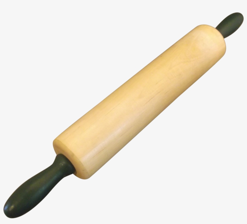 Pale Maple Rolling Pin Green Handles Wood - Rolling Pin, transparent png download
