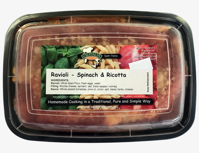 Ozitalia Spinach & Ricotta Spelt Ravioli Frozen 500g - Ravioli, transparent png download