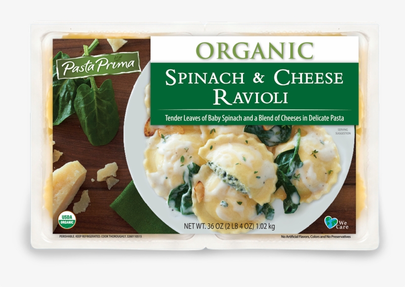 Organic Spinach & Cheese Ravioli - Pasta Prima, transparent png download