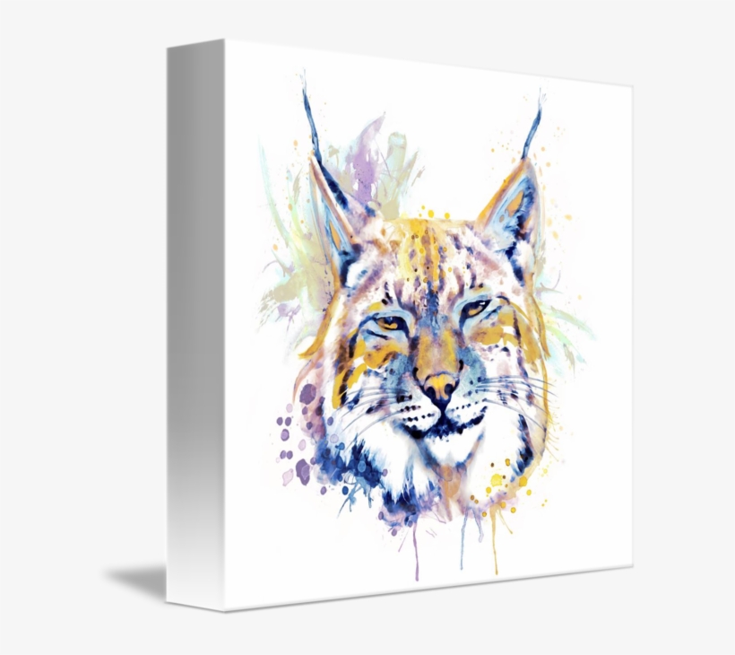 "bobcat Head" By Marian Voicu, Bucharest // Watercolor - Bobcat Head Canvas Print - Small By Marianvoicu, transparent png download