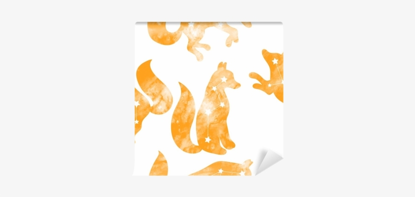 Cute Seamless Pattern With A Fox - Watercolor Painting, transparent png download
