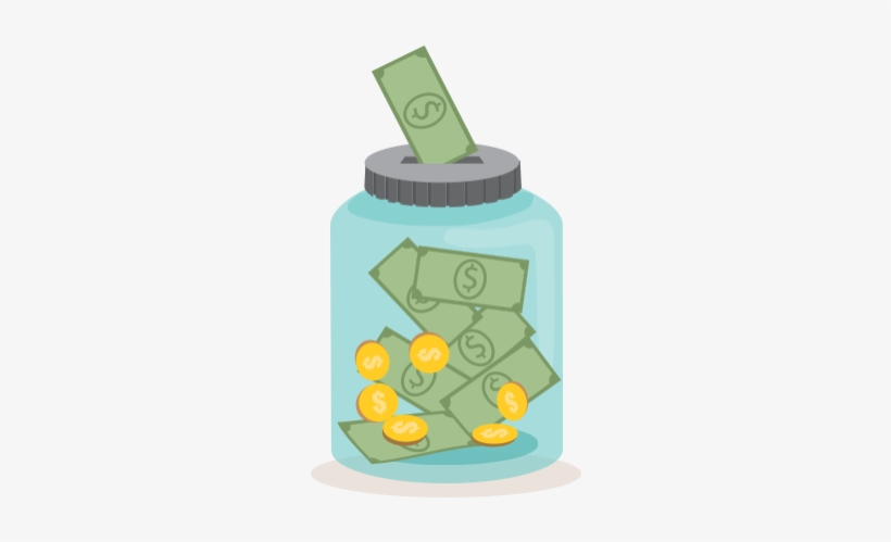Libertydollar Bill Falling Into A Jar Filled With Money - Money, transparent png download