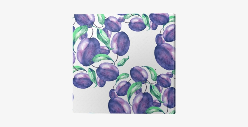 Sprig Plums With Leaves, Hand Drawing, Watercolor - Śliwki Wzory, transparent png download