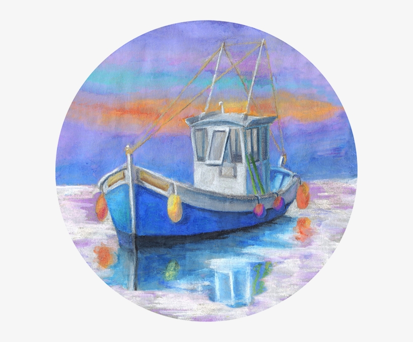 Buoy Boat & Lavender Waves Watercolor Pencils - Fishing Trawler, transparent png download