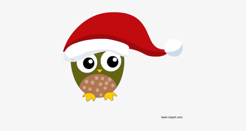 A Super Cute Owl Wearing Big Hat Free Christmas Clipart - Clip Art, transparent png download