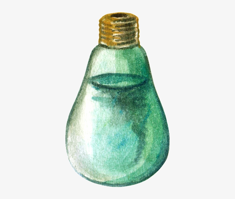 Hand Drawn Light Bulb Cartoon Transparent Watercolor - Watercolor Painting, transparent png download