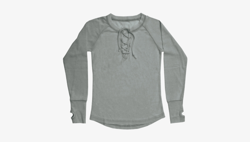 Gray Lace-up Thermal Shirt - Shirt, transparent png download