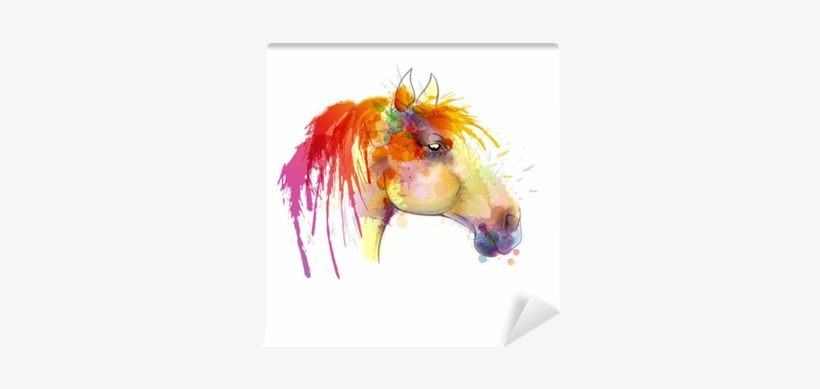 Horse Head Watercolor Painting Vinyl Wall Mural - Watercolor Painting, transparent png download