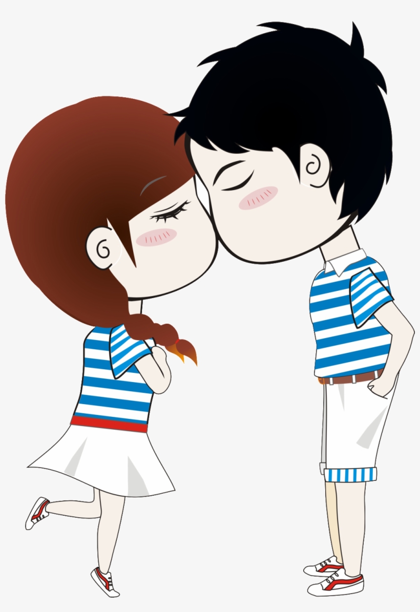 Hand Drawn Cartoon Couple Kissing Holiday Png - รูป การ์ตูน คู่รัก, transparent png download