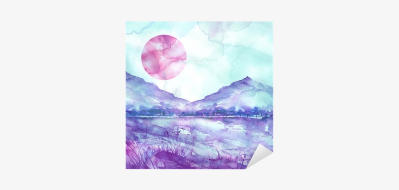 Watercolor Mountain Landscape, Blue, Purple Mountains, - Watercolor Mountains, transparent png download