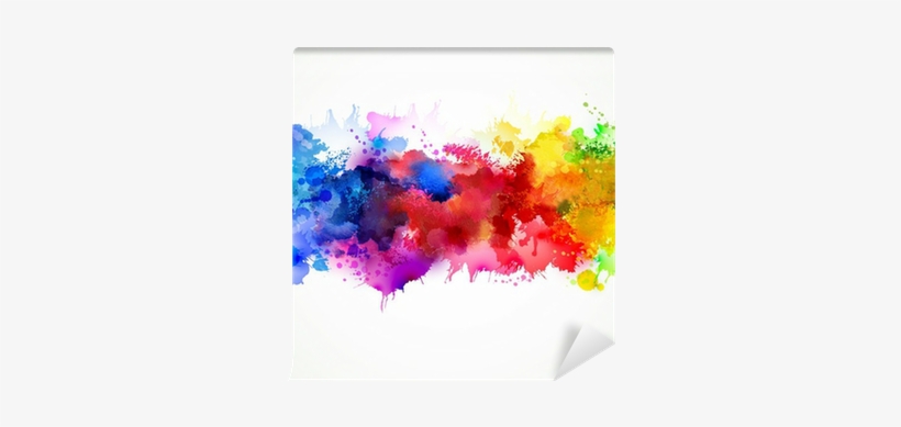 Bright Watercolor Stains Self-adhesive Wall Mural • - Multicolor Watercolor Splash Background, transparent png download