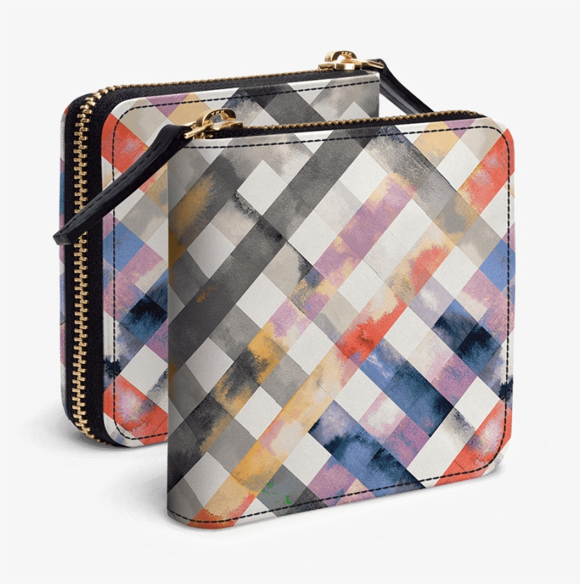 Dailyobjects Gingham Watercolor Orange Yellow Zip Wallet - Coin Purse, transparent png download