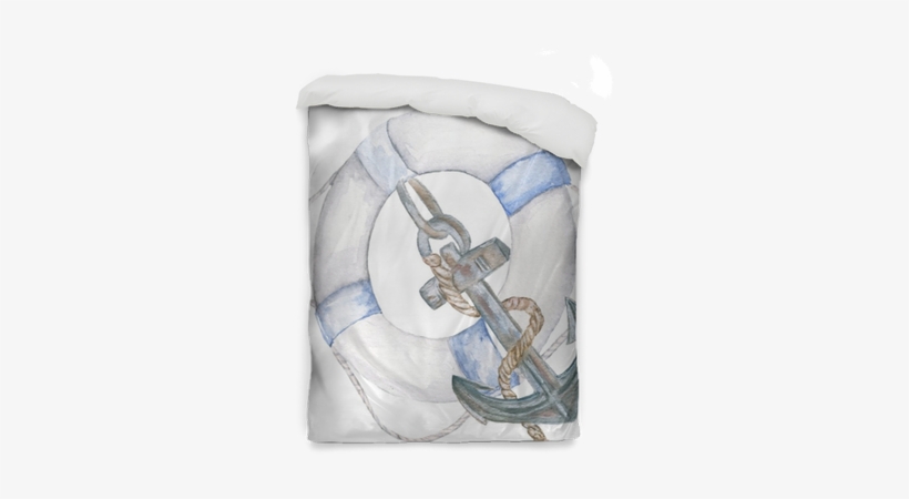 Life Ring, Anchor Duvet Cover • Pixers® • We Live To - Watercolor Painting, transparent png download