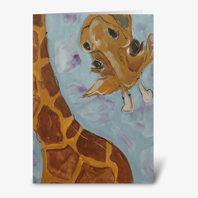 Tall Giraffe Birthday Greeting Card - Giraffe, transparent png download