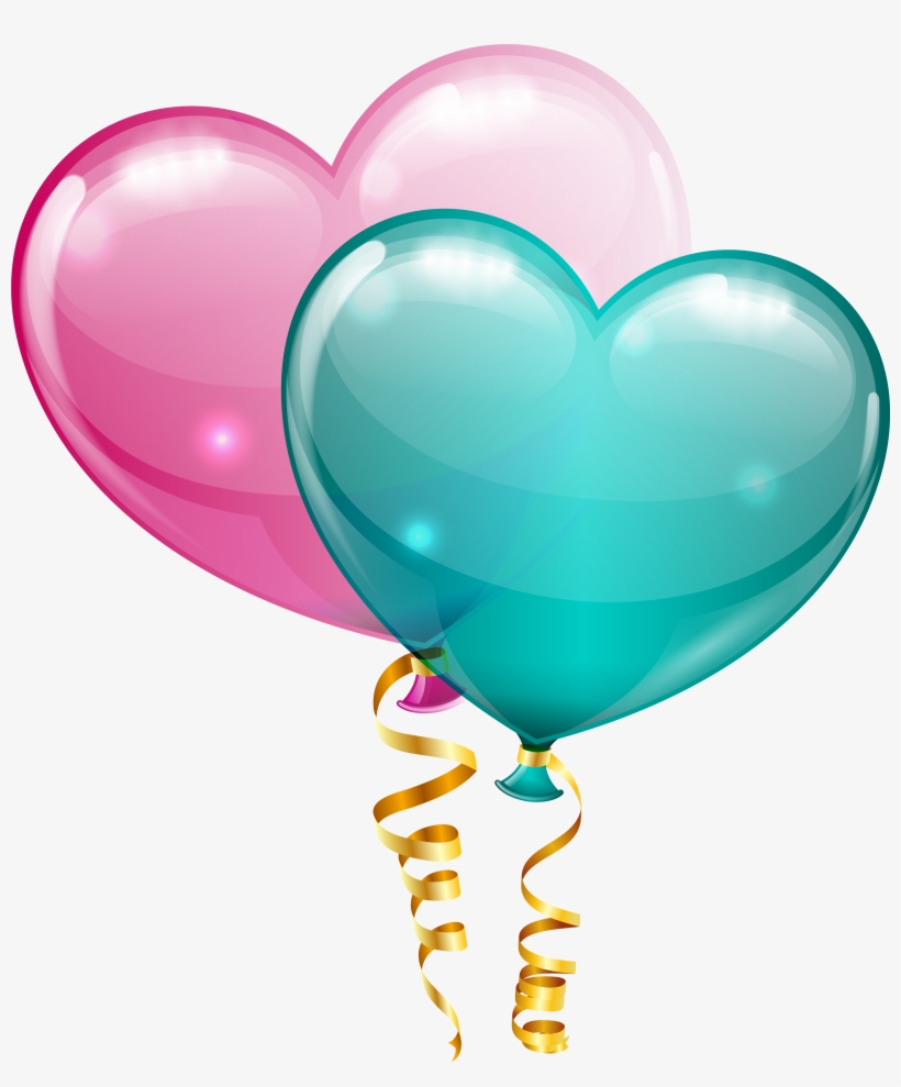 Pink And Blue Heart Balloons Png Clipart Image - Pink And Blue Balloons Png, transparent png download