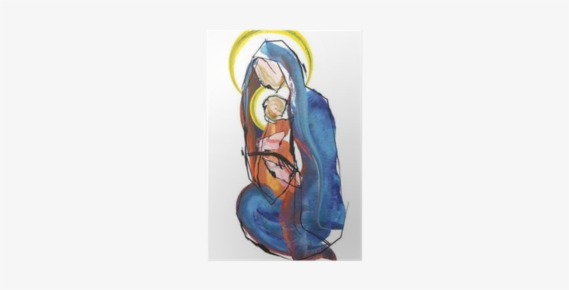 Christmas Nativity Scene Mother And Child, Virgin Mary - Mary And Jesus Abstract Art, transparent png download