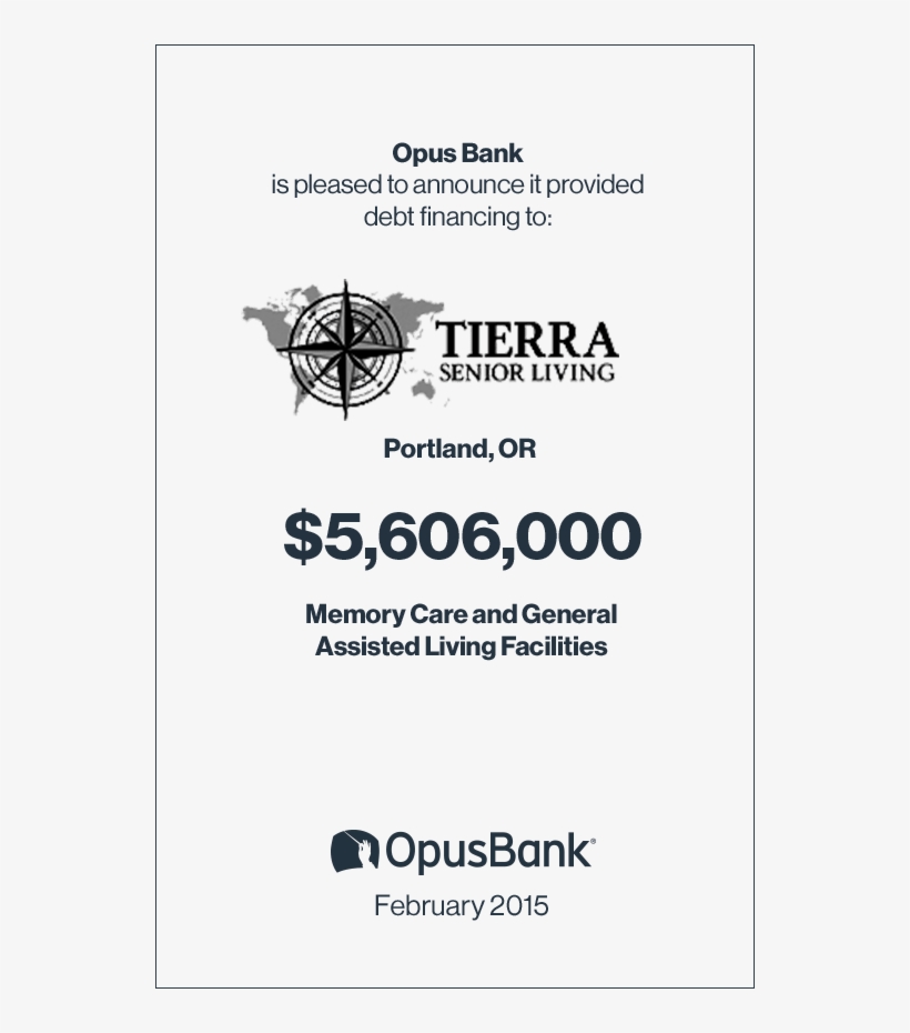 Tierra Senior Living - Opus Bank, transparent png download
