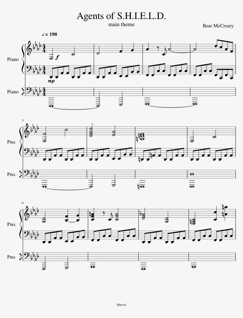 Agents Of S - Agents Of Shield Piano Sheet, transparent png download