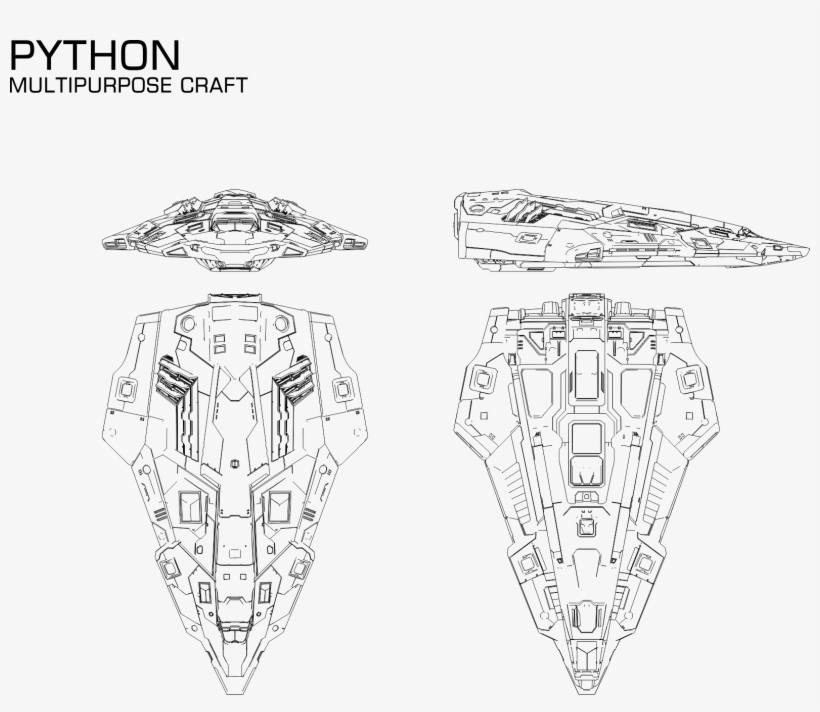 Elite Dangerous Drawing Line Art Sketch - Python Line Drawing Elite Dangerous, transparent png download