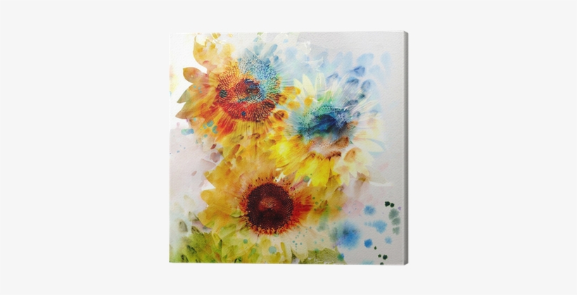 Watercolor Sunflowers Tile Coaster, transparent png download