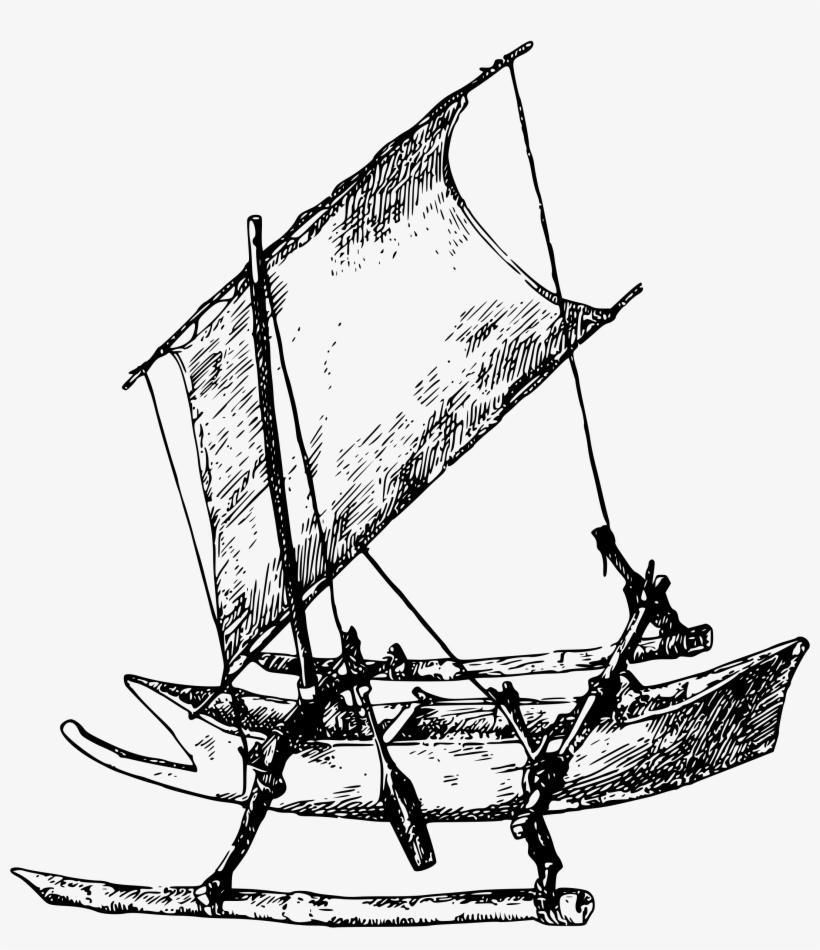 Jpg Library Stock Clipart Indonesian Boat Big - Boat With Outrigger Clip Art, transparent png download
