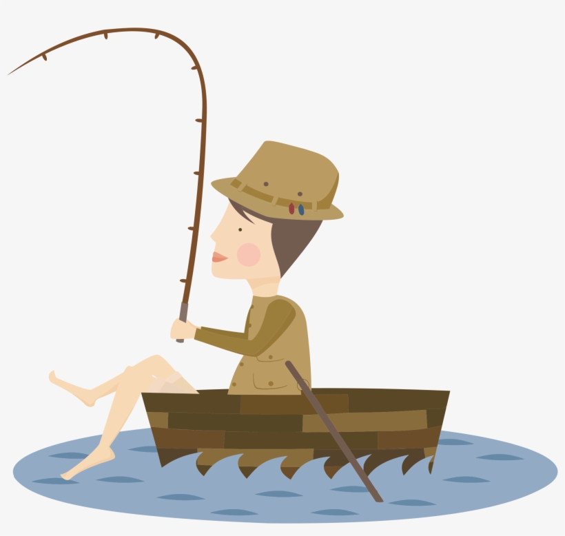 Man Fishing From Boat Clipart - Fisherman Png, transparent png download