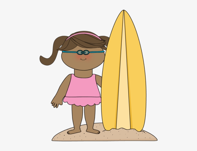 Girl With Surfboard - Girl With Surfboard Clipart, transparent png download