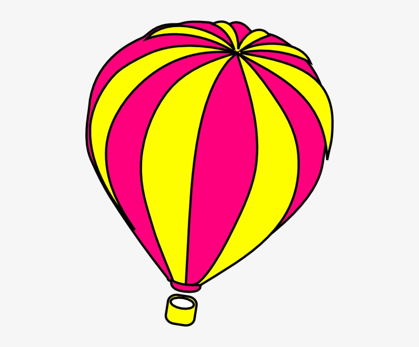 Hot Air Basket Panda Free Images Cutehotairballoondrawing - Pink And Yellow Hot Air Balloon, transparent png download