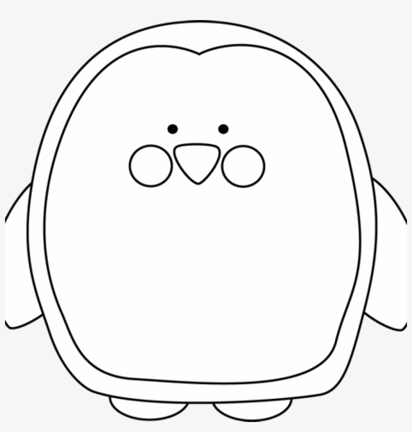 Penguin Clip Outline - Cute Penguin Clipart Black And White, transparent png download