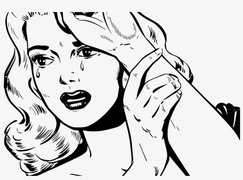 To Cry Or Not To Cry - Retro Woman Drawing Crying, transparent png download