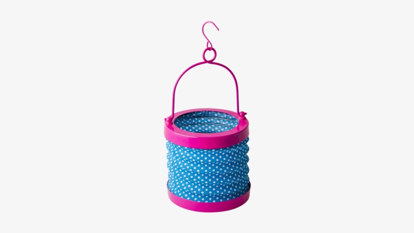 Blue Fabric Accordion Tea-light Lantern - Rice Lampion Laterne, Pink-blue Dots, transparent png download