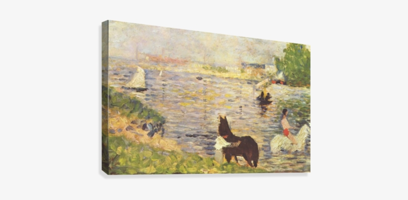 Weises Und Schwarzes Pferd Im Flus Canvas Print - George Seurat Post Impressionism, transparent png download